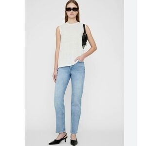 ANINE BING ISAAC LINEN BLEND TEE SHIRT TOP